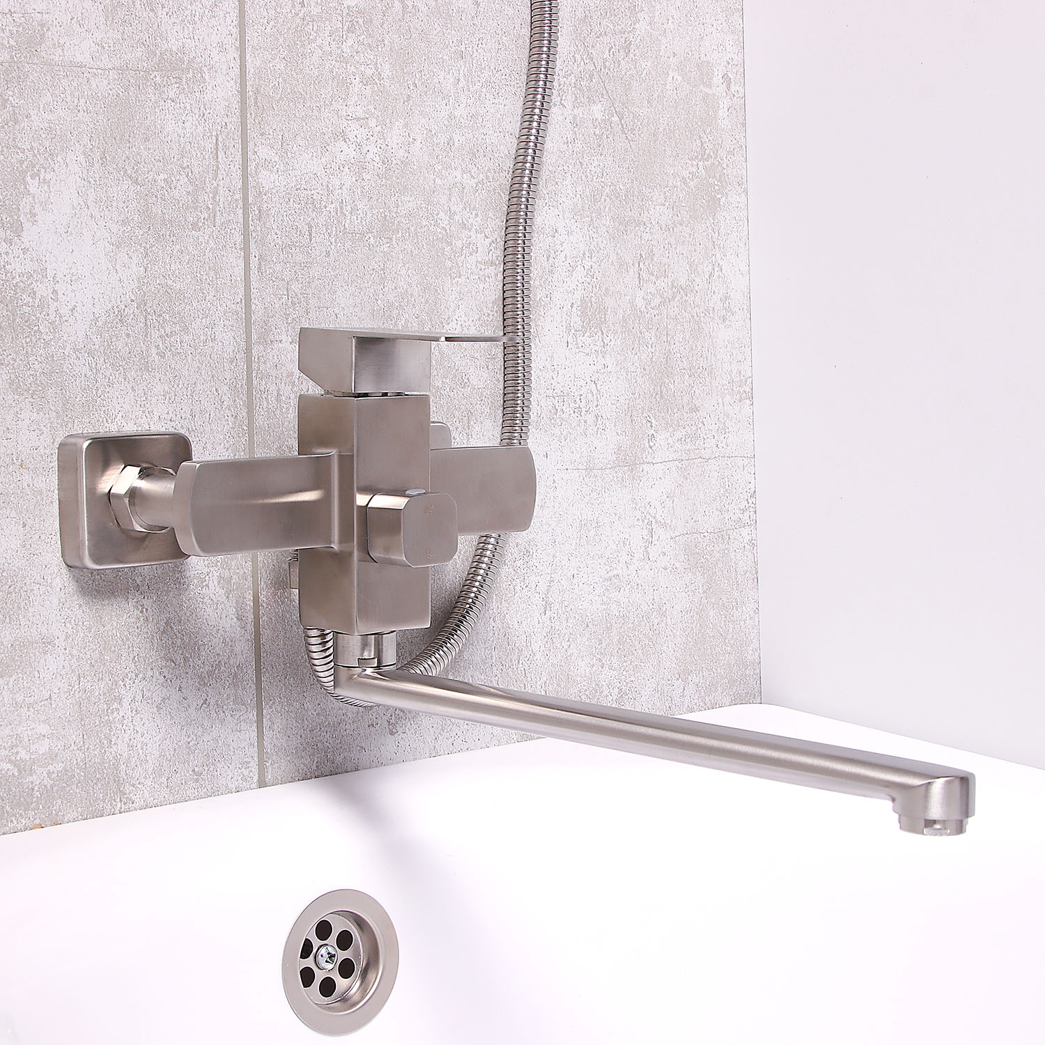 Смеситель универсальный "Potato" плоский излив с переключ. душа, нерж. сталь P22304S *1/10 Смеситель универсальный "Potato" плоский излив с переключ. душа, нерж. сталь P22304S *1/10