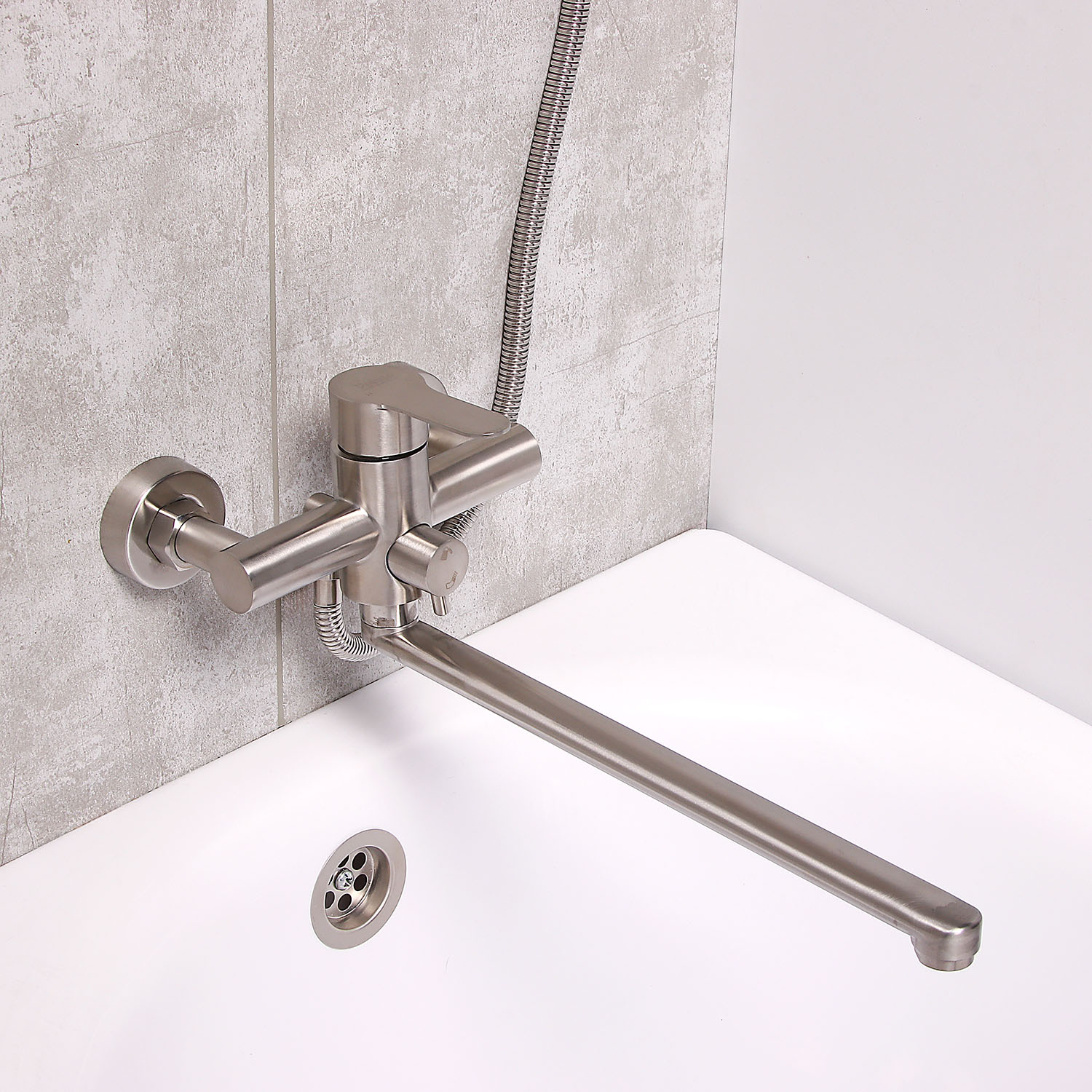 Смеситель универсальный "Potato" плоский излив с переключ. душа, нерж. сталь P22303S *1/10 Смеситель универсальный "Potato" плоский излив с переключ. душа, нерж. сталь P22303S *1/10