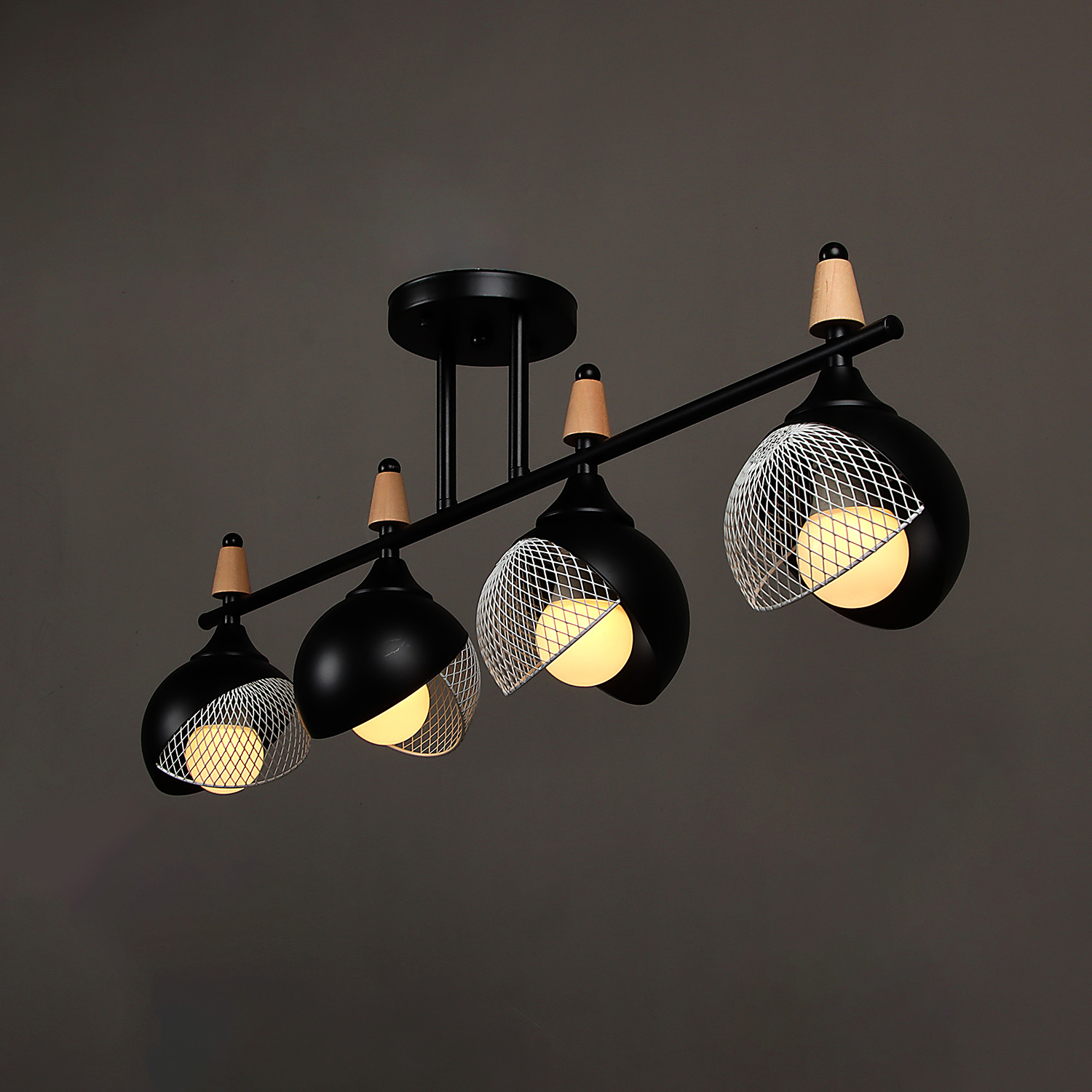 Люстра N6418/4 BK+WOOD 4*40W E27 220V (l-780; w-120; h-270)  VERNER LIGHTING *1