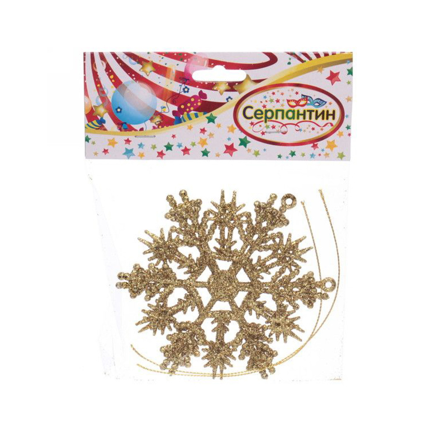 Набор подвесок "Зимние снежинки" 9.5 см, 2 шт., золото