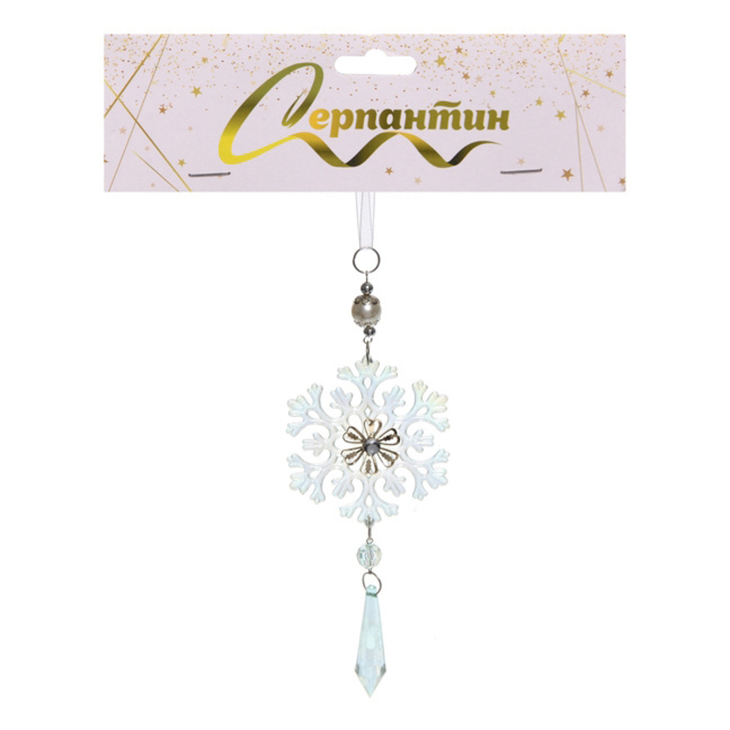 Подвеска "Ледяная снежинка" 8,5*20 см, Зелёный