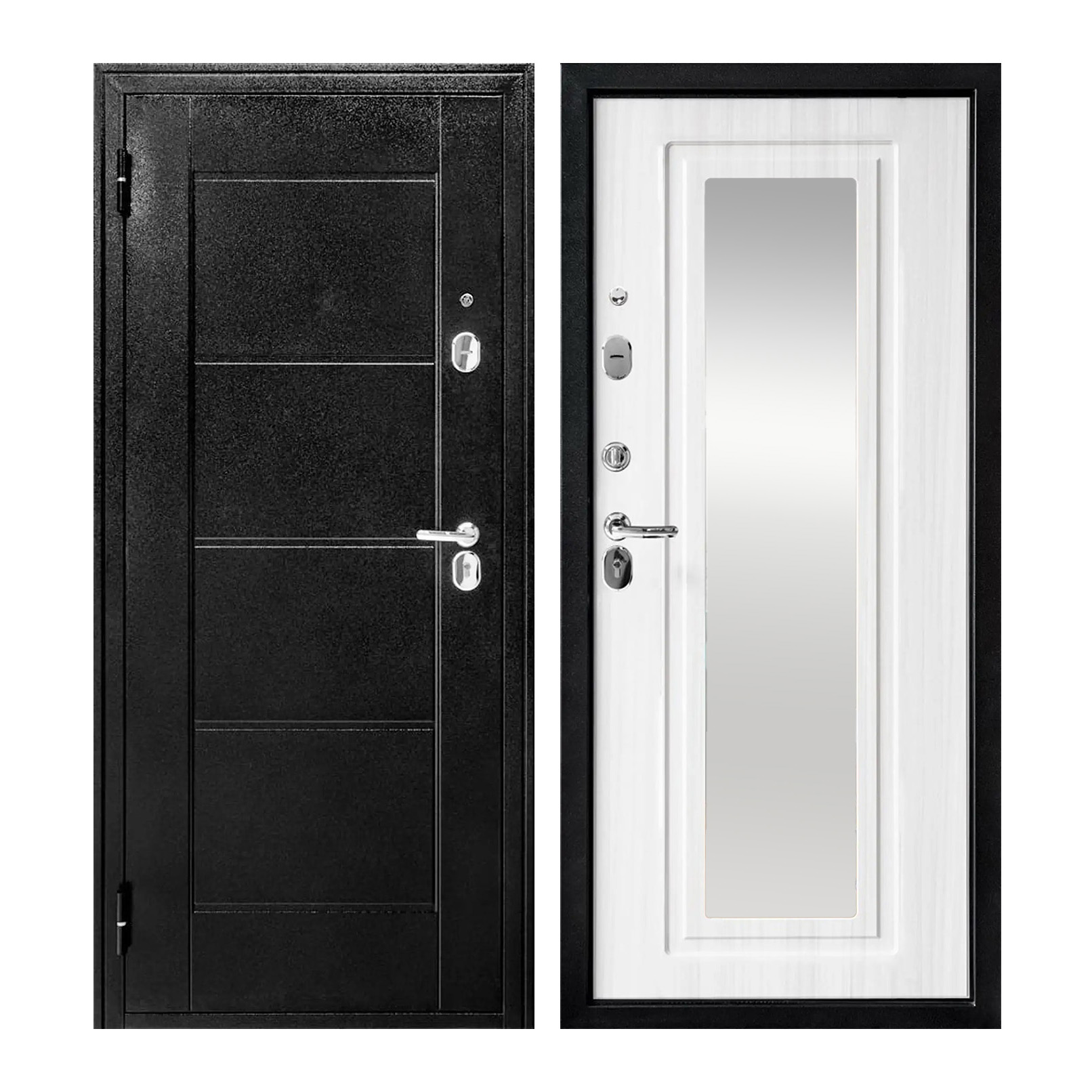 Дверь металлическая 7 см ЗЕРКАЛО Лиственница беленая 960х2050 ЛЕВАЯ Форпост *1