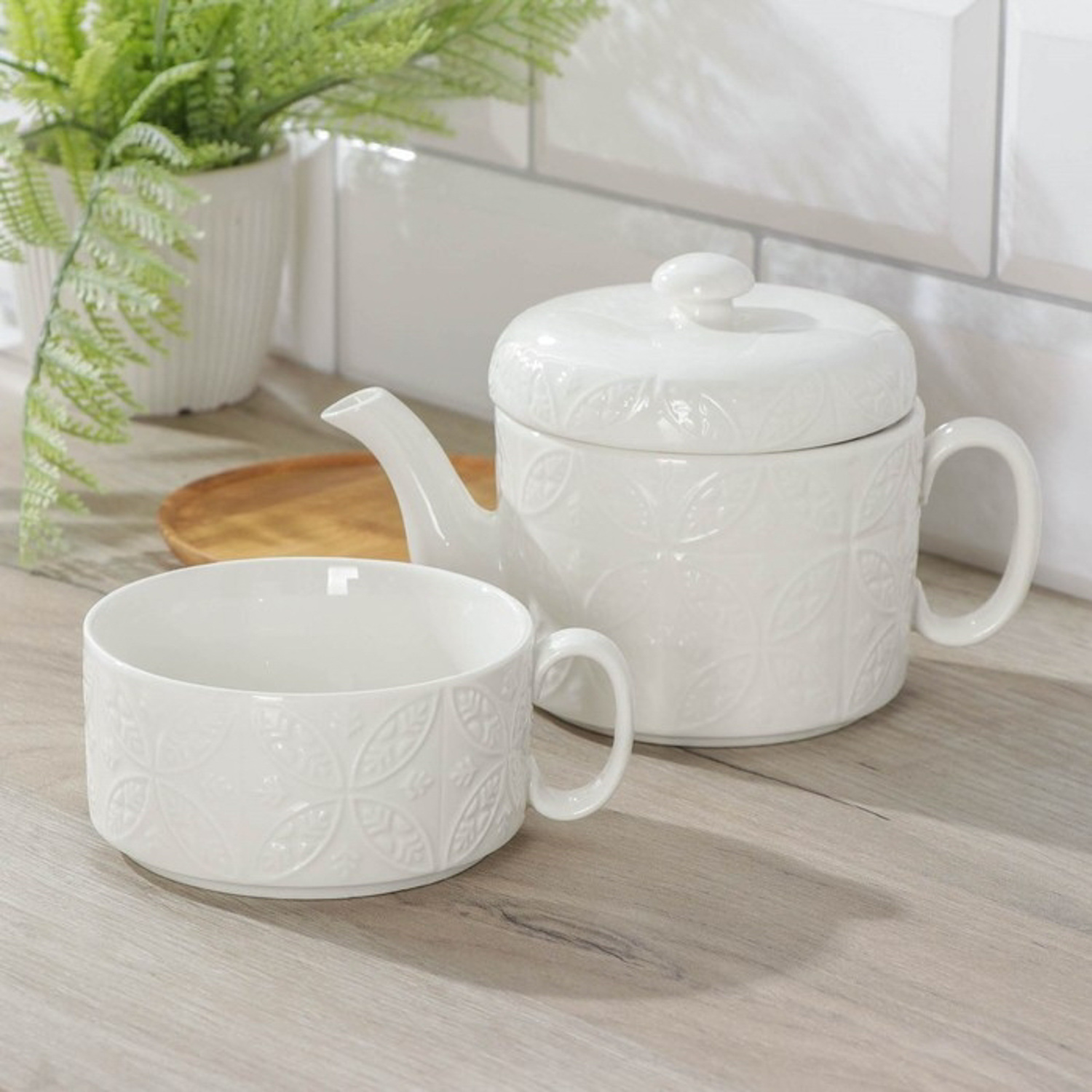 яяяНабор чайный 2 пред "Эстет, Орнамент" чайник 400мл, кружка 280 мл   6830730