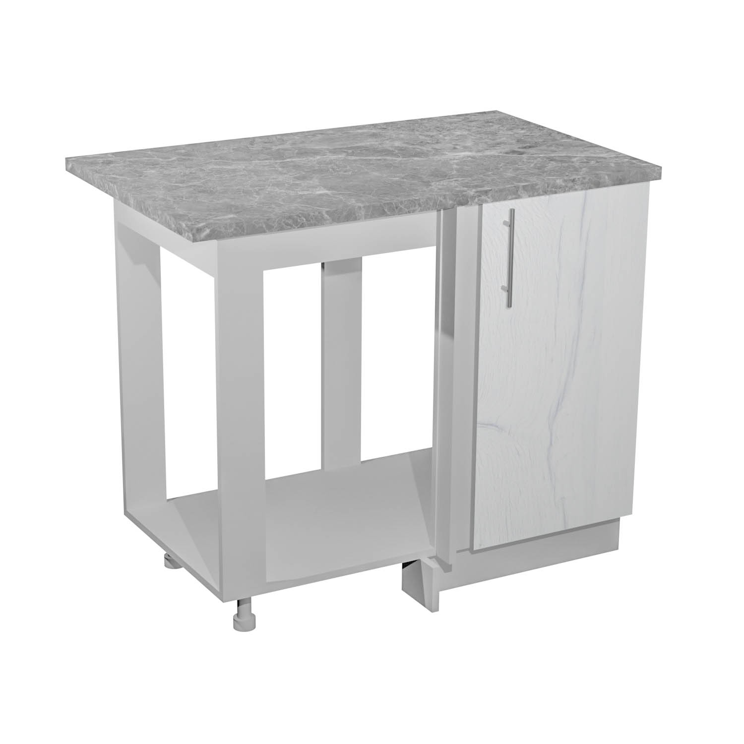 Шкаф напольный угловой 1000х850х600 мм BROZEX-WOOD Camellia, левый, с дверцей, серый / юта Шкаф напольный угловой 1000х850х600 мм BROZEX-WOOD Camellia, левый, с дверцей, серый / юта