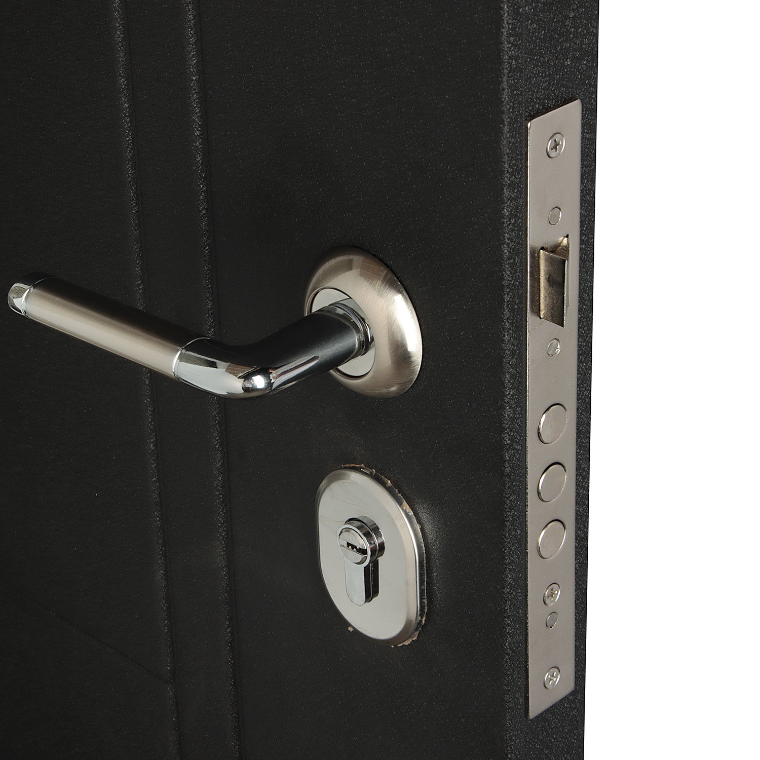 Дверь входная Двери Гуд М-1 GOODMAN, 860х2050х60 мм, левая, черный шелк/лиственница беленая