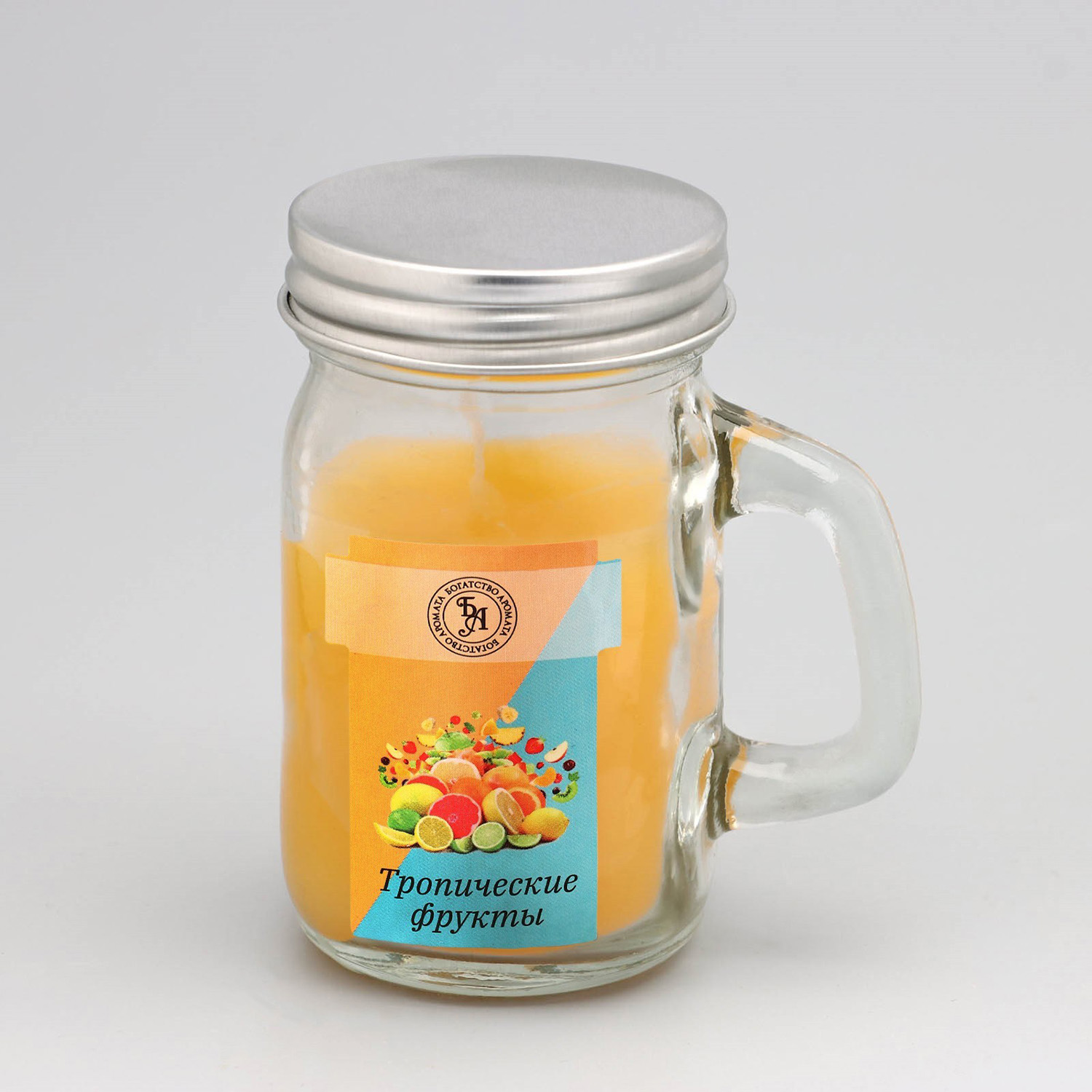 Свеча ароматическая в банке "Тропические фрукты", 7,2 х 8,5 см, 190 г   9485661