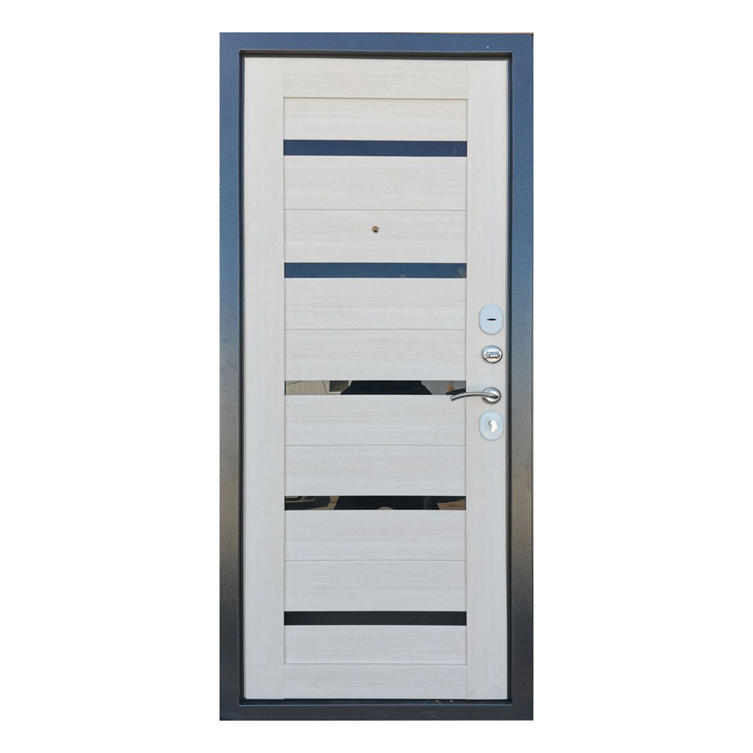 Дверь входная 2050х960х70 мм Дверной континент, правая, серебристый антик/лиственница беленая