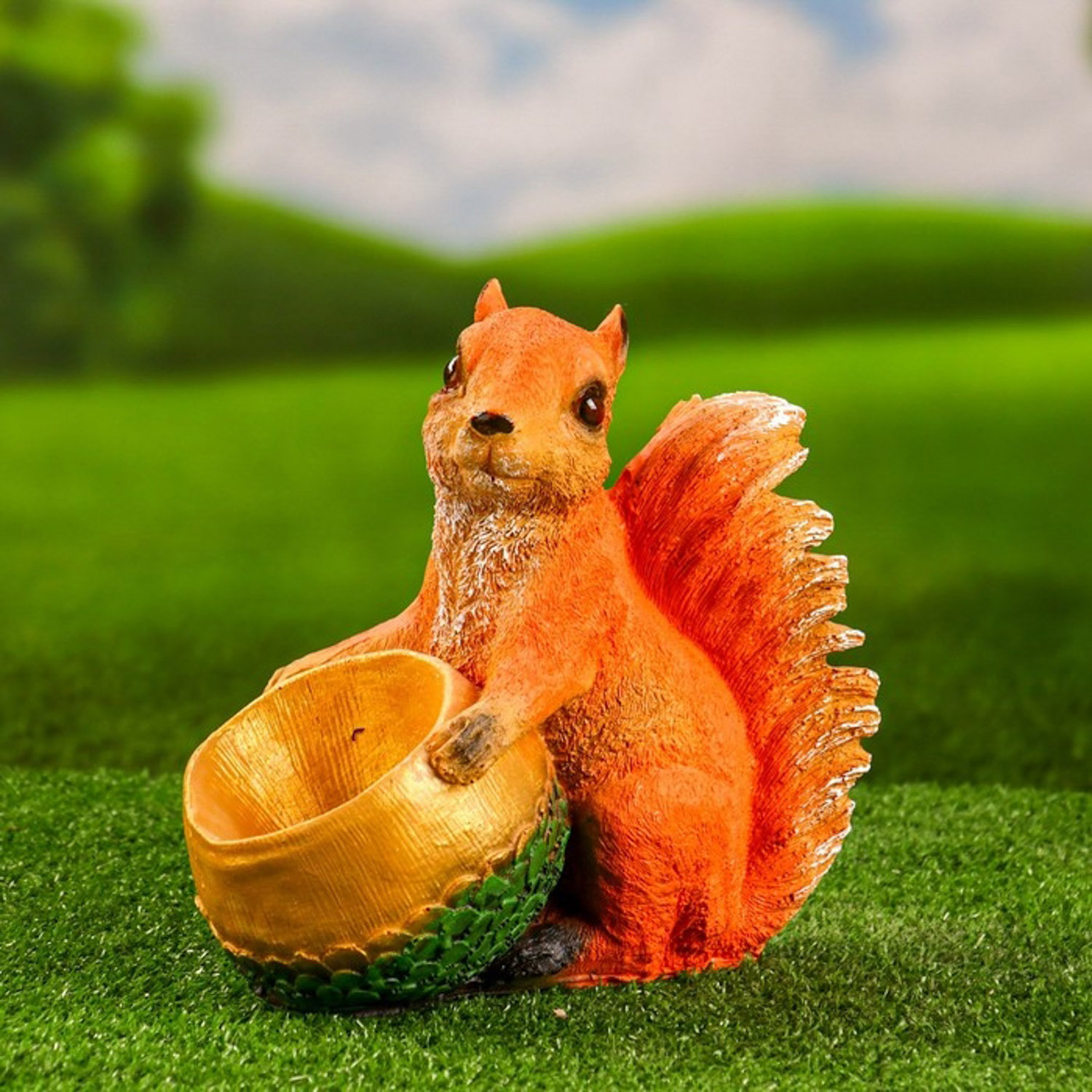 Садовая фигура "Белка с кормушкой" 24х22см 9487956