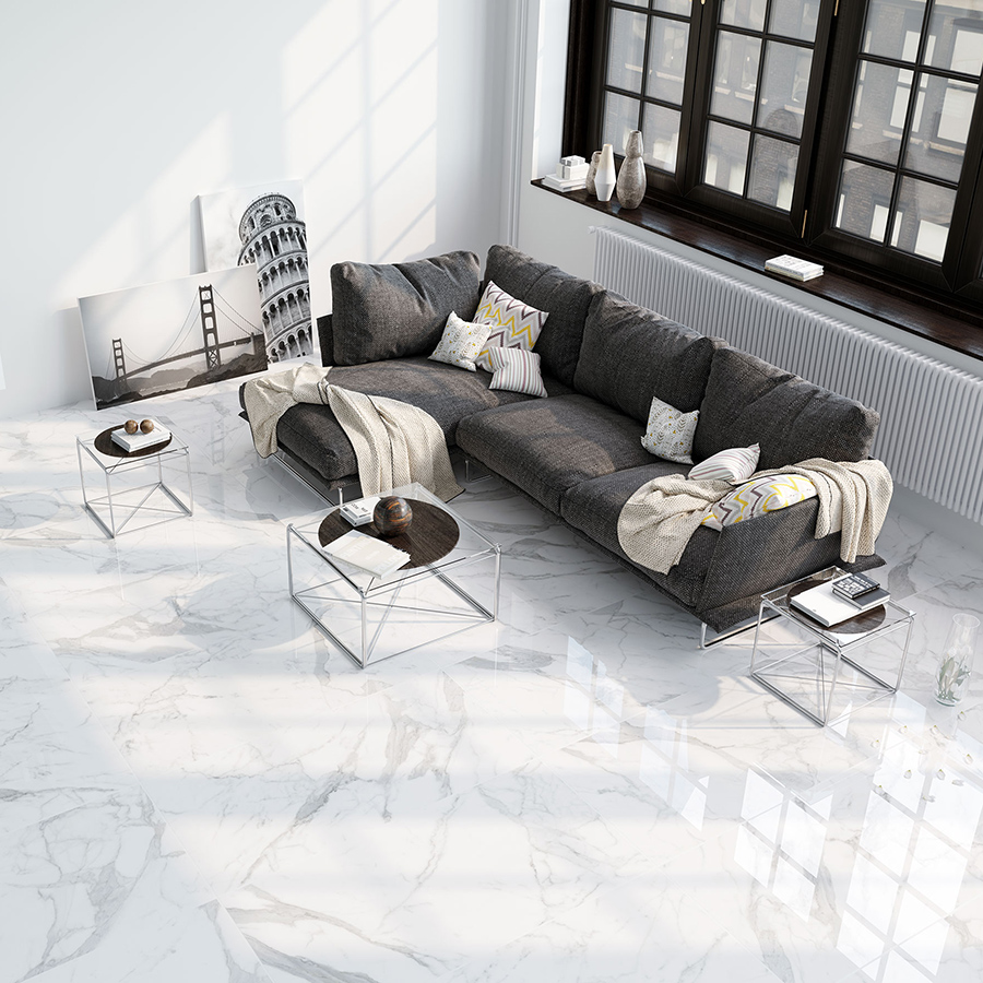 Керамогранит 1.44 м² Китай Мрамор CB6Y124PA, 600х600х8.5 мм, полированный, белый