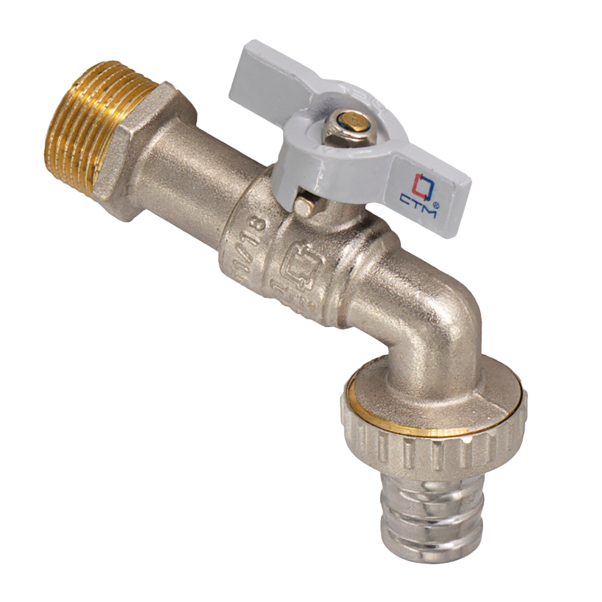 Кран водоразборный бабочка 1/2"(Ø15) П- штуцер СТМ (СТАНДАРТ) CWBB0012 *1/15/90