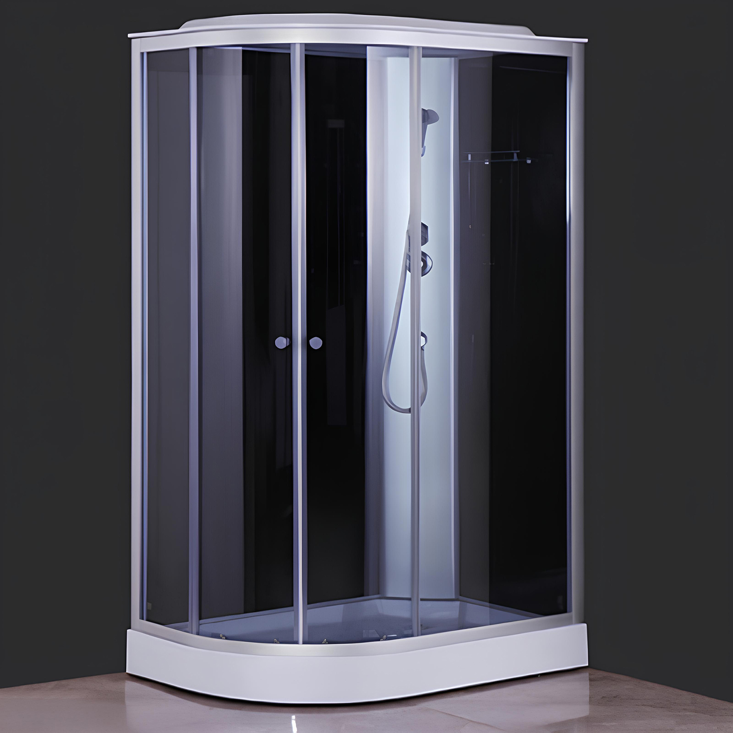 Кабина душевая 120х80х215 см Verner Sanitary Ware, низкий поддон, стекло прозрачное, левосторонняя, черный