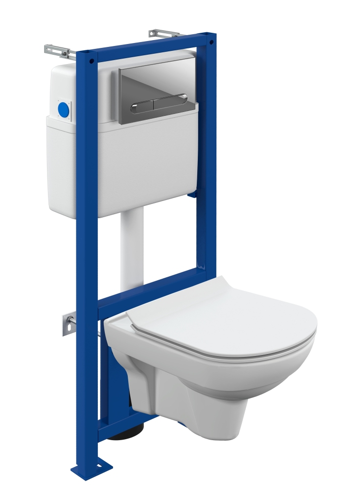 Комплект инсталляции с унитазом Cersanit CITY, сиденье с микролифтом, кнопка хром Комплект инсталляции с унитазом Cersanit CITY, сиденье с микролифтом, кнопка хром