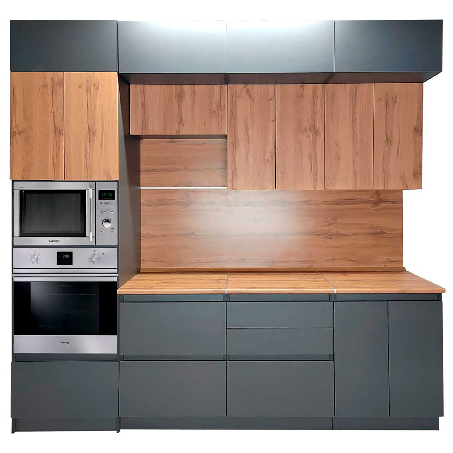 Шкаф навесной 200х676х290 мм BROZEX-WOOD Next, открытый, графит