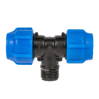 Тройник ПНД компрессия Ø 20х1/2"х20 наруж. резьба *1/60 Тройник ПНД компрессия Ø 20х1/2"х20 наруж. резьба *1/60