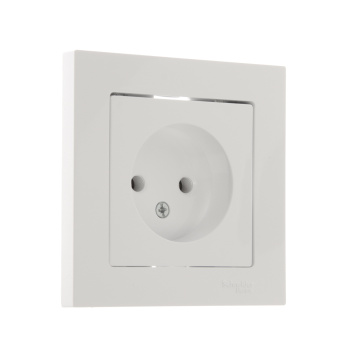 Розетка "ATLAS DESIGN" СП 1-мест. белая б/з в сборе 16А SchE ATN000140*1/15
