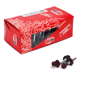 Саморезы кровельные BROZEX коробка 4,8*35 (100шт) RAL 3005 винно-красный *6