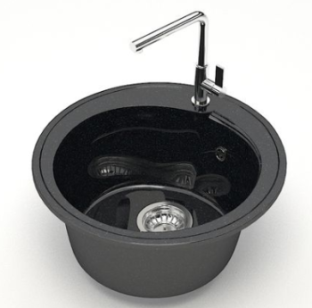 Мойка из искусственного камня глянцевая Венди Z4Q4 (черный) (435х435х200) Granit BERGG*1