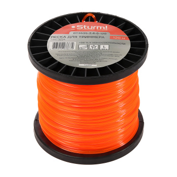 Леска 2,4мм звезда 120м бобина оранжевый (GТ3535-2.4-8-120) STURM *1/20