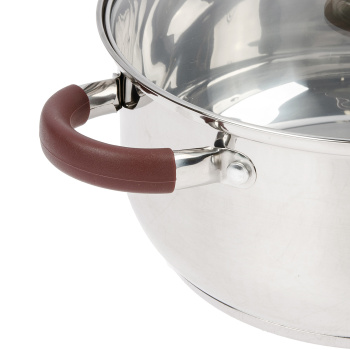 Кастрюля нерж. "Катунь" "Берта" 5,0л d24см термораспред. дно, Стекл. кр., силик.руч. КТ15-D-24 *1/4