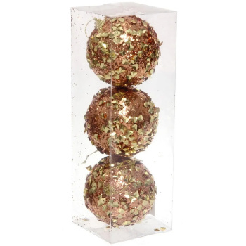 Новогодние шары "GLAME - Волшебный блеск" 8 см (набор 3 шт), Розовое золото