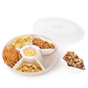 Блюдо пластм. "менажница" "Оазис" d285мм с крышкой М9023  ("Аьлтернатива") *1/9