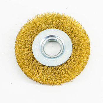 Щетка-крацовка "плоская" латунирован.круч.провол.0,3мм100мм 22,2мм для УШМ арт.36703100 Bohrer*1/100 Щетка-крацовка "плоская" латунирован.круч.провол.0,3мм100мм 22,2мм для УШМ арт.36703100 Bohrer*1/100