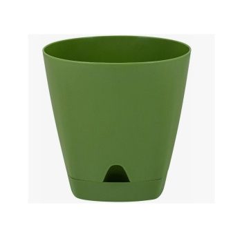 Кашпо пластм. "Amsterdam" 0,65л d верха 110мм h107мм прикор.полив Оливковый ING6198ОЛ *1/12