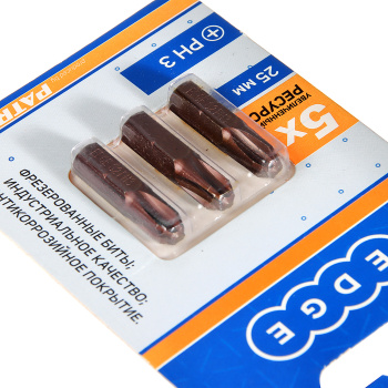 Бита крестовая PH3х25мм (3шт) фрезерованная S2 хвостовик1/4"С EDGE PATRIOT *1/20/240