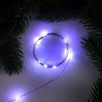 Гирлянда «Нить роса» Luazon Lighting, 1 м, 3 режима, белый, 10 LED, IP20, 220 В