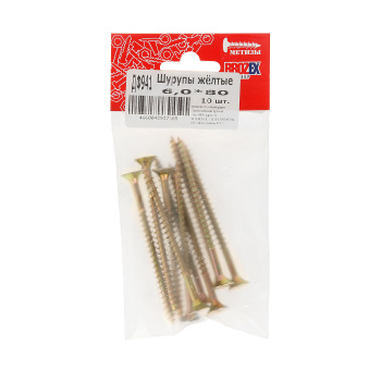 Шурупы жёлтые BROZEX пакет 6*80 (10шт) *10/100