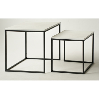 Столик журнальный МАТРЕШКА КВАДРАТ комплект столешниц 2 шт.БЕТОН пайн светлый+каркас черный*1