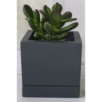 Кашпо гипсовое "Лофт" 0,5л 100х100мм h104мм с поддоном Антрацит ("VipSet") *5
