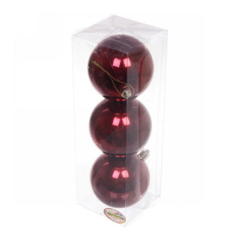 Новогодние шары 8 см (набор 3 шт) "Глянец", темный рубин