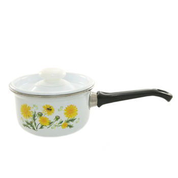 Кастрюля эмалированная 1,0л d140мм Дл.пл.ручка, крышка с пл.р., обод.нерж., с Деколью С-1607АП/4*1/6