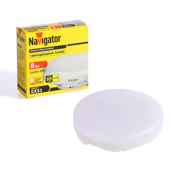 Лампа светодиодная Navigator, GX53, таблетка, 8 Вт, 600 Лм, 2700 К, теплый белый