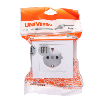 Розетка Бриллиант СП 1-мест. белая сз 16А IP20 UNIVersal 7947625