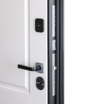 Дверь входная 2050х860х90 мм Дверной континент Брест, правая, серебристый антик/белый