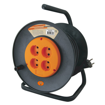 Удлинитель силовой TDM ELECTRIC Народный, 4 розетки, 40 м, на катушке, ПВС, 2х0,75 мм2, 1300 Вт, без заземления